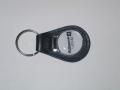Bonded Leather Small Tear Drop Key Tag w/ Round Acrylic Medallion Key Fob